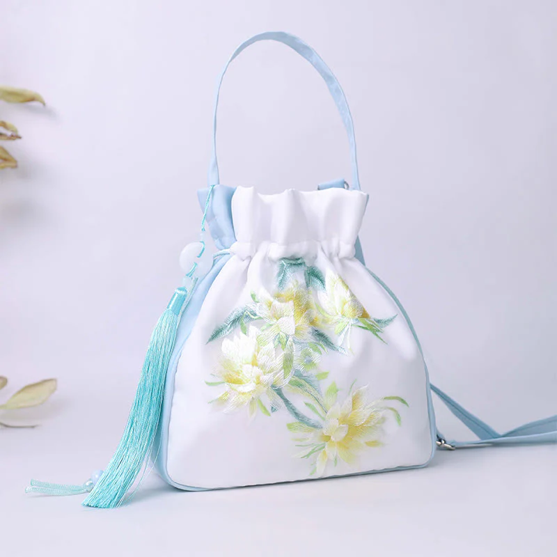 Buddha Stones Suzhou Ricamo Coniglio Loto Epiphyllum Peonia Magnolia Tote Borsa a tracolla Borsa a tracolla Borsa a mano