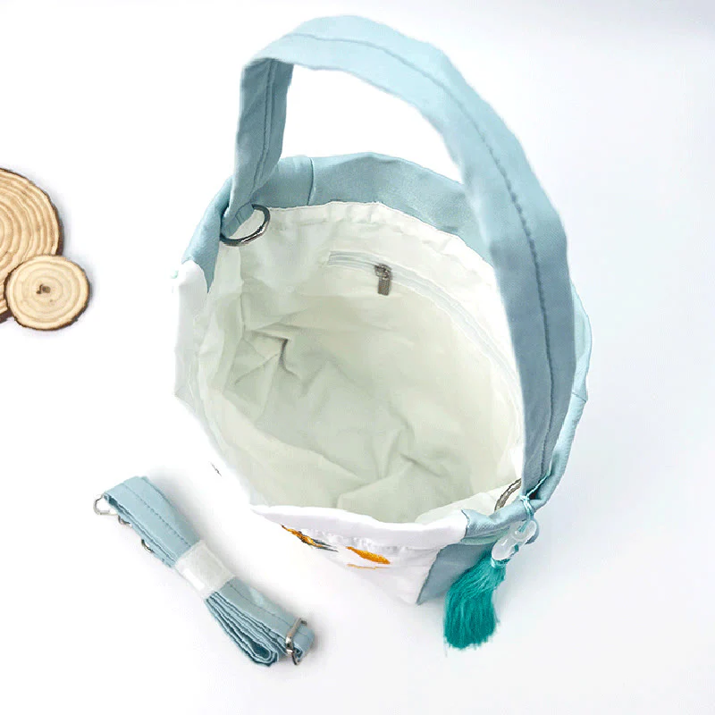 Buddha Stones Suzhou Ricamo Coniglio Loto Epiphyllum Peonia Magnolia Tote Borsa a tracolla Borsa a tracolla Borsa a mano - Image 11