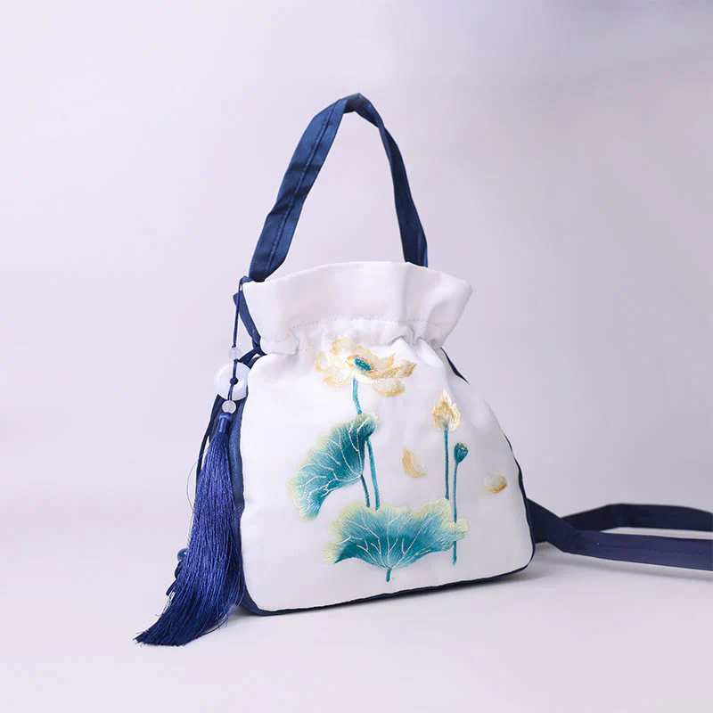 Buddha Stones Suzhou Ricamo Coniglio Loto Epiphyllum Peonia Magnolia Tote Borsa a tracolla Borsa a tracolla Borsa a mano - Image 14
