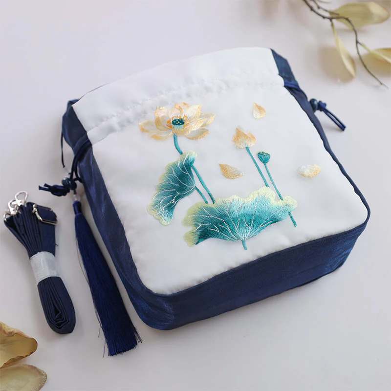 Buddha Stones Suzhou Ricamo Coniglio Loto Epiphyllum Peonia Magnolia Tote Borsa a tracolla Borsa a tracolla Borsa a mano - Image 15