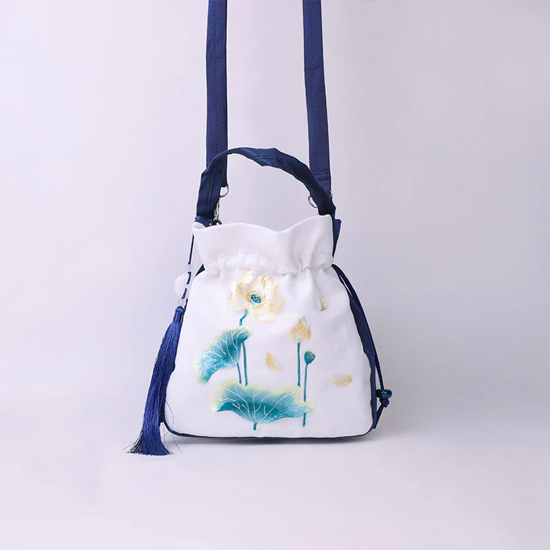 Buddha Stones Suzhou Ricamo Coniglio Loto Epiphyllum Peonia Magnolia Tote Borsa a tracolla Borsa a tracolla Borsa a mano - Image 19