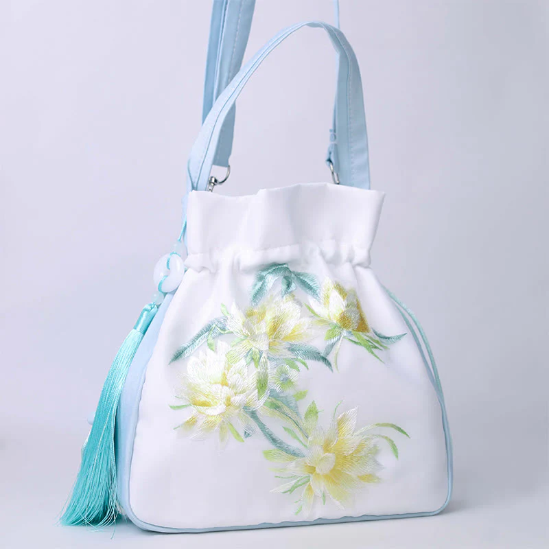 Buddha Stones Suzhou Ricamo Coniglio Loto Epiphyllum Peonia Magnolia Tote Borsa a tracolla Borsa a tracolla Borsa a mano - Image 2