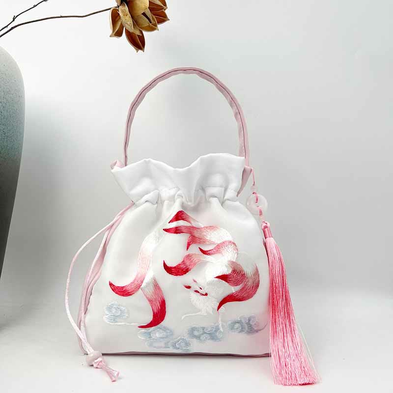 Buddha Stones Suzhou Ricamo Coniglio Loto Epiphyllum Peonia Magnolia Tote Borsa a tracolla Borsa a tracolla Borsa a mano - Image 31