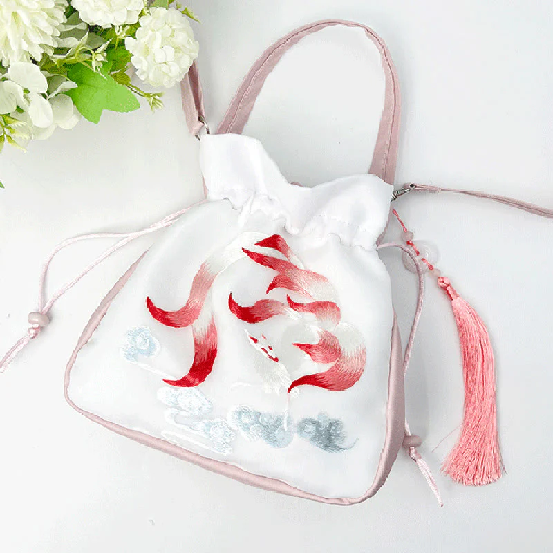 Buddha Stones Suzhou Ricamo Coniglio Loto Epiphyllum Peonia Magnolia Tote Borsa a tracolla Borsa a tracolla Borsa a mano - Image 33