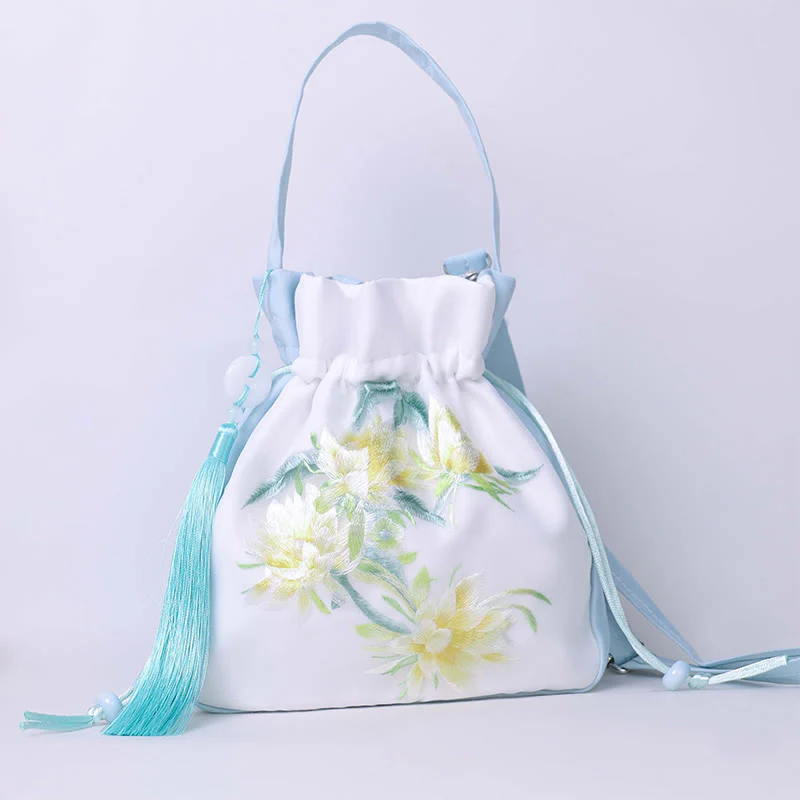 Buddha Stones Suzhou Ricamo Coniglio Loto Epiphyllum Peonia Magnolia Tote Borsa a tracolla Borsa a tracolla Borsa a mano - Image 7