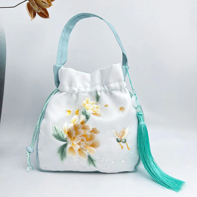 Buddha Stones Suzhou Ricamo Coniglio Loto Epiphyllum Peonia Magnolia Tote Borsa a tracolla Borsa a tracolla Borsa a mano - Image 9