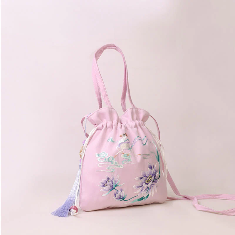 Buddha Stones Suzhou Ricamo Loto Cervo Epiphyllum Peonia Coniglio Cotone Lino Tote Borsa A Tracolla Borsa A Tracolla Borsa A Mano - Image 14