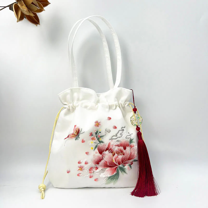Buddha Stones Suzhou Ricamo Loto Cervo Epiphyllum Peonia Coniglio Cotone Lino Tote Borsa A Tracolla Borsa A Tracolla Borsa A Mano - Image 16