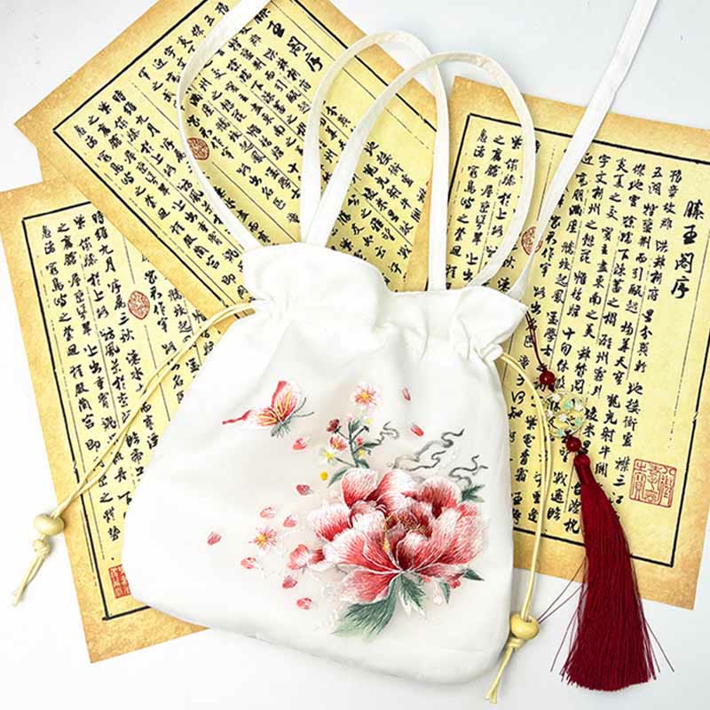 Buddha Stones Suzhou Ricamo Loto Cervo Epiphyllum Peonia Coniglio Cotone Lino Tote Borsa A Tracolla Borsa A Tracolla Borsa A Mano - Image 17