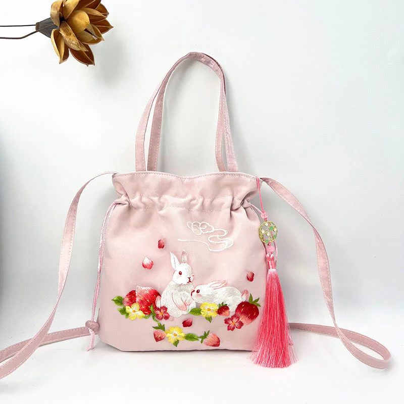Buddha Stones Suzhou Ricamo Loto Cervo Epiphyllum Peonia Coniglio Cotone Lino Tote Borsa A Tracolla Borsa A Tracolla Borsa A Mano - Image 19