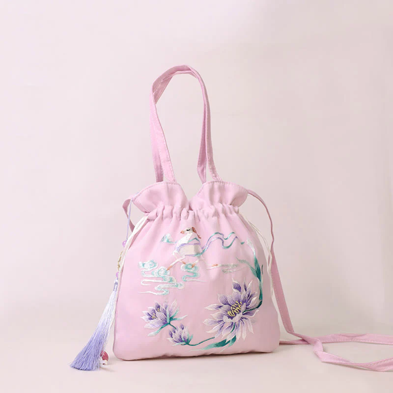 Buddha Stones Suzhou Ricamo Loto Cervo Epiphyllum Peonia Coniglio Cotone Lino Tote Borsa A Tracolla Borsa A Tracolla Borsa A Mano - Image 8