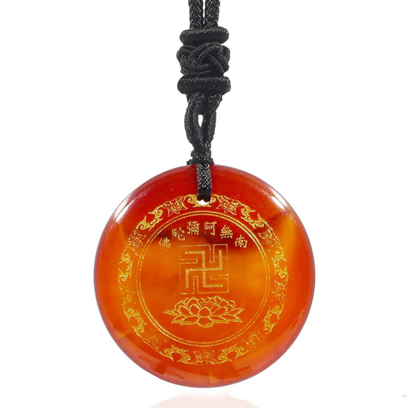 Buddha Stones Svastica Modello di loto Naturale Vario Cristallo Ossidiana Nera Collana Pendente di Purificazione - Image 31