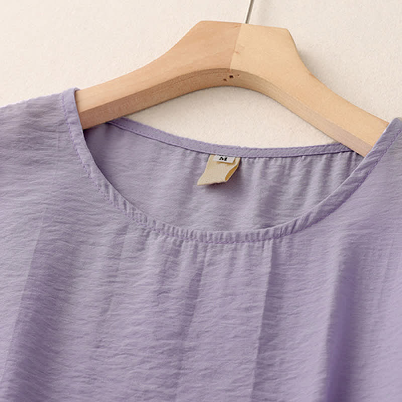 Buddha Stones T-shirt da donna a maniche corte a sbuffo con design a rana e bottoni a forma di rana, tinta unita. - Image 16