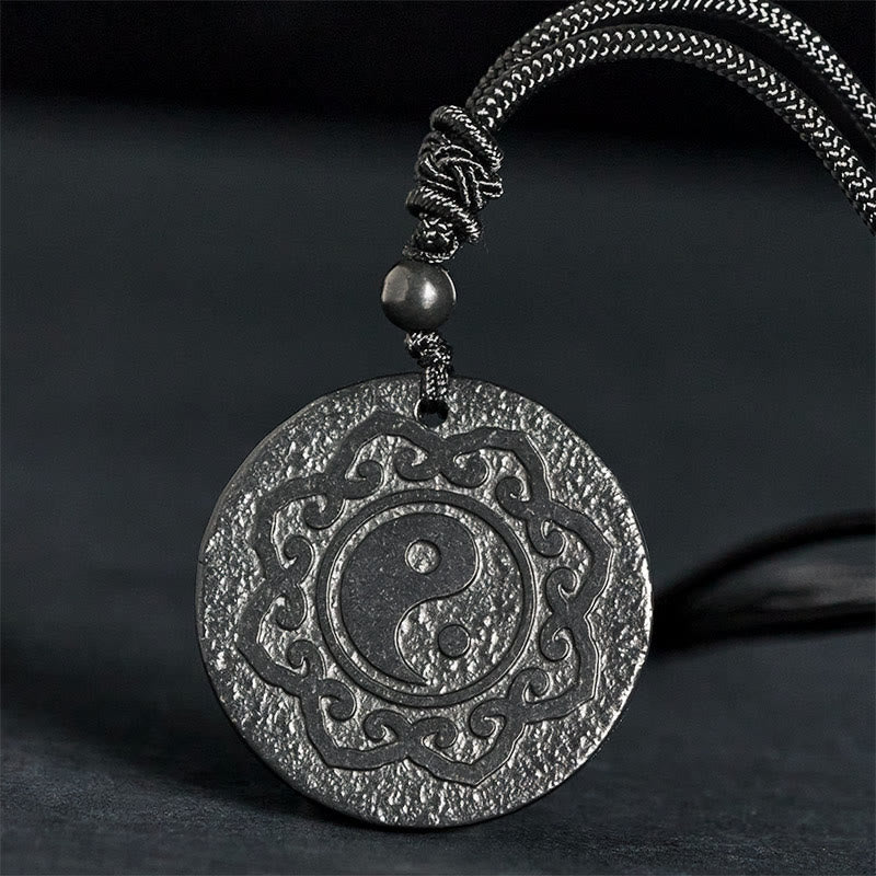 Buddha Stones Tai Chi Simbolo Yin Yang Collana con ciondolo in pietra di shungite autentica Forza interiore