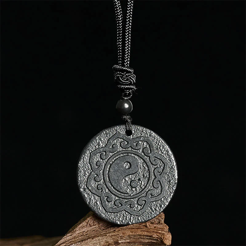 Buddha Stones Tai Chi Simbolo Yin Yang Collana con ciondolo in pietra di shungite autentica Forza interiore - Image 4