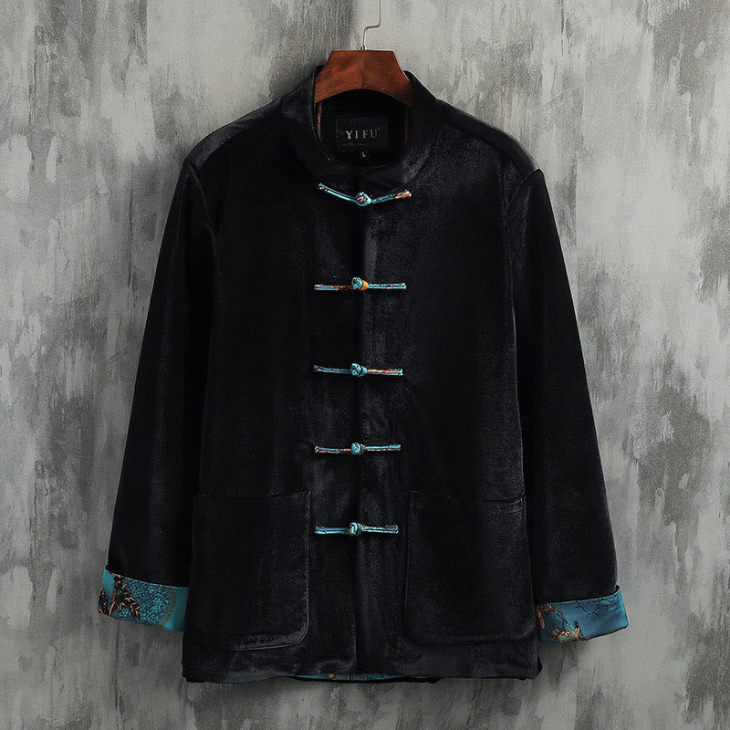 Buddha Stones Tang Suit Frog-bottoni Girocollo Cotone Uomo Giacca Camicia Abbigliamento - Image 7