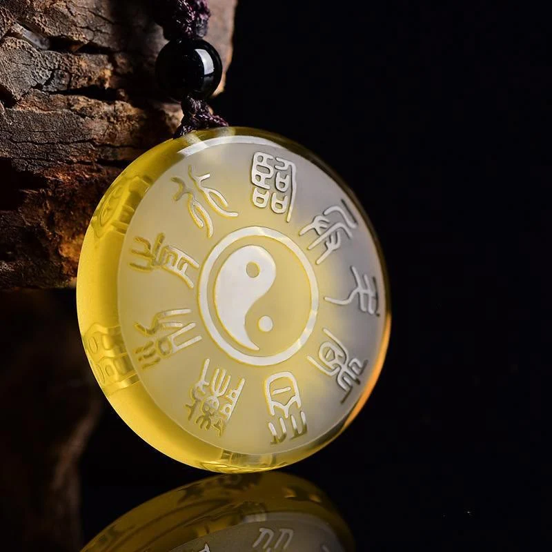 Buddha Stones Taoismo Cinque Montagne Sacre Simbolo Yin Yang Liuli Cristallo Equilibrio Collana Ciondolo Portachiavi - Image 10