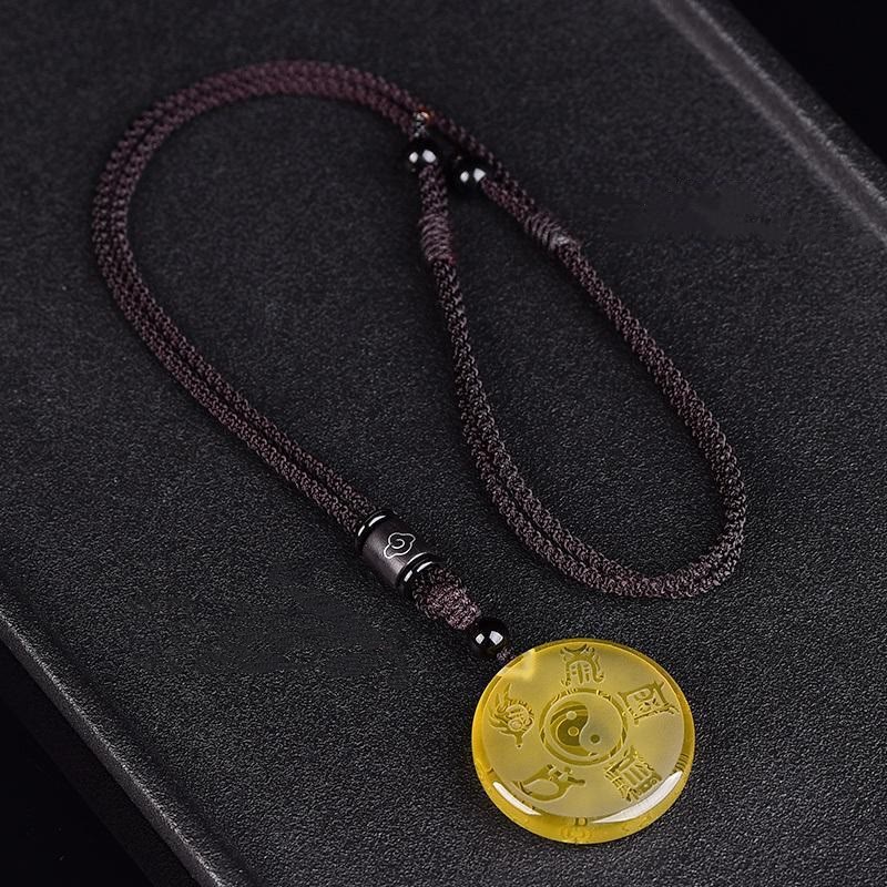 Buddha Stones Taoismo Cinque Montagne Sacre Simbolo Yin Yang Liuli Cristallo Equilibrio Collana Ciondolo Portachiavi - Image 11