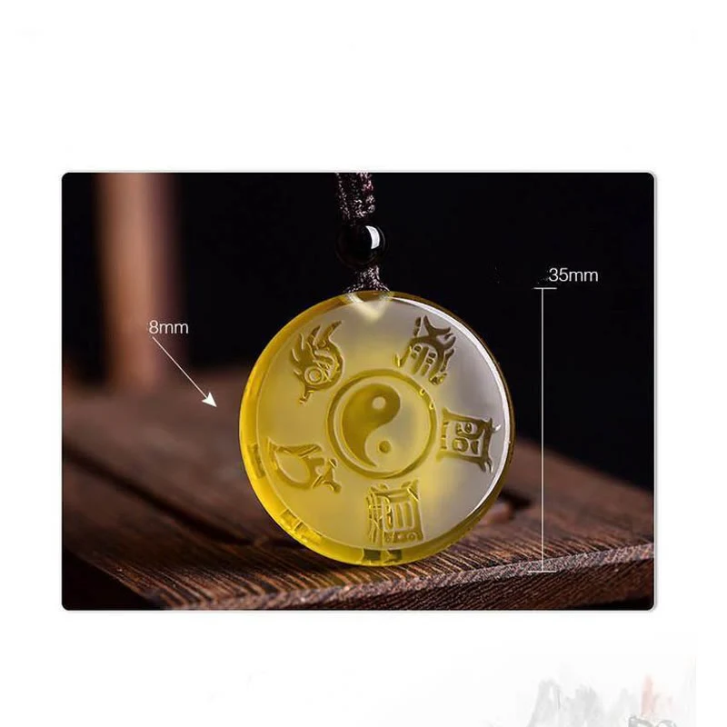 Buddha Stones Taoismo Cinque Montagne Sacre Simbolo Yin Yang Liuli Cristallo Equilibrio Collana Ciondolo Portachiavi - Image 13