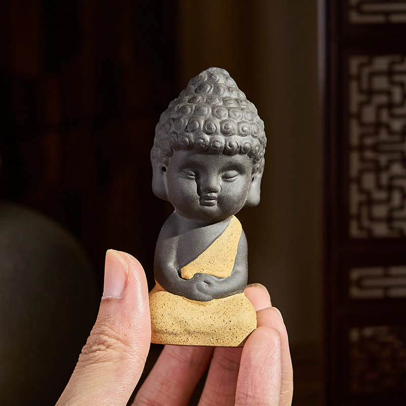 Buddha Stones Tathagata Buddha Simbolo Design Argilla Viola Serenità Decorazione da Scrivania - Image 7
