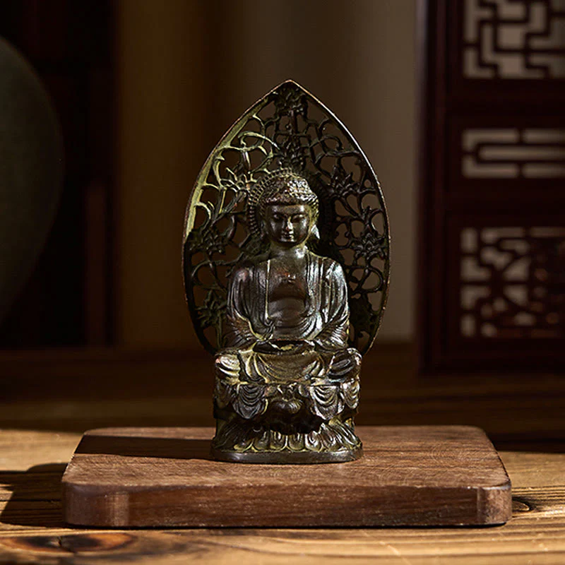 Buddha Stones Tathagata Buddha Statua in lega Zen Decorazione per la casa 9*4,5 cm - Image 2