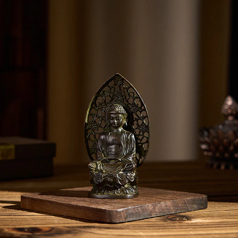 Buddha Stones Tathagata Buddha Statua in lega Zen Decorazione per la casa 9*4,5 cm - Image 7