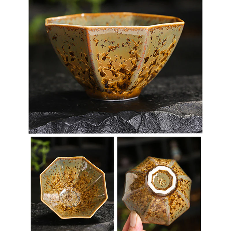 Buddha Stones Tazza da tè in ceramica marrone colorata Tazza da tè Kung Fu Ciotola - Image 23