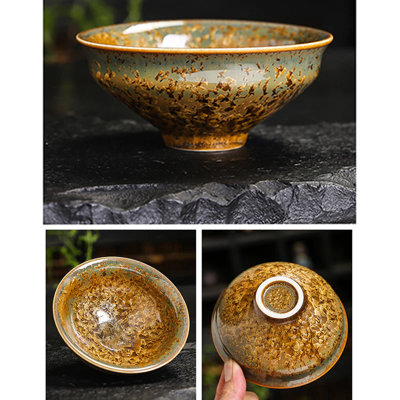 Buddha Stones Tazza da tè in ceramica marrone colorata Tazza da tè Kung Fu Ciotola - Image 29