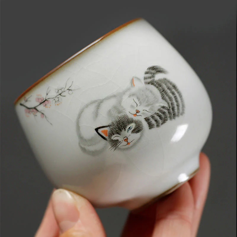 Buddha Stones Tazza da tè Kung Fu con rami di gatto carini e scatola regalo - Image 10
