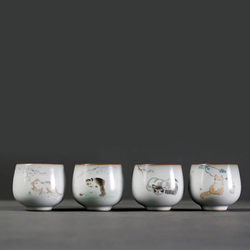 Buddha Stones Tazza da tè Kung Fu con rami di gatto carini e scatola regalo - Image 11
