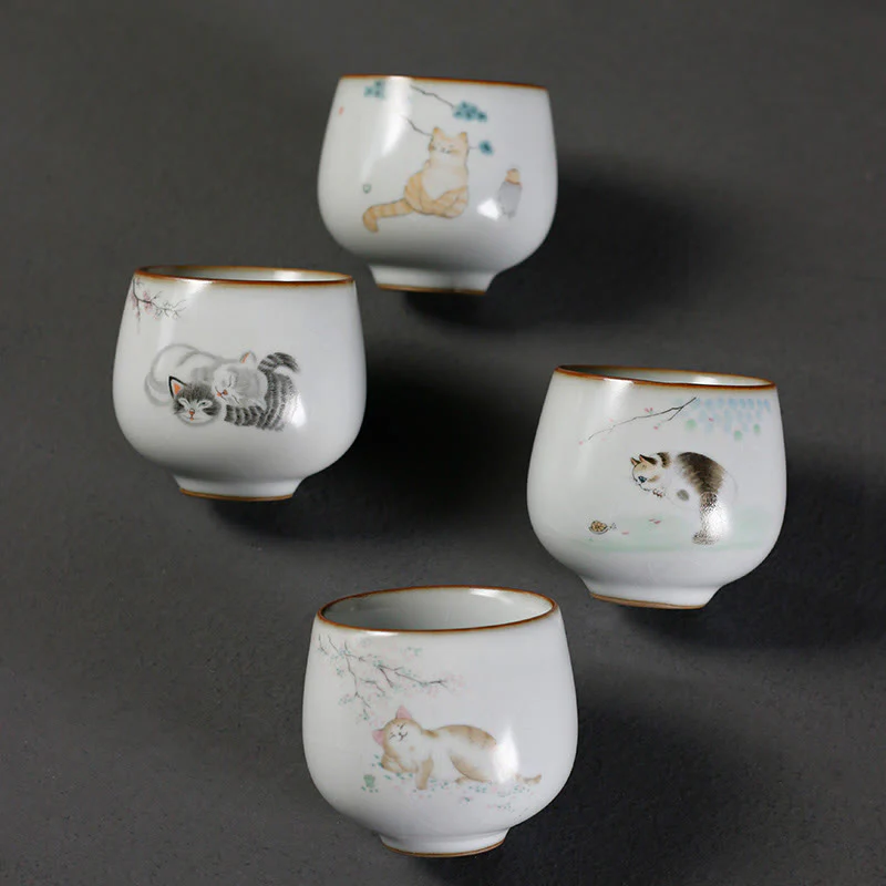 Buddha Stones Tazza da tè Kung Fu con rami di gatto carini e scatola regalo - Image 13