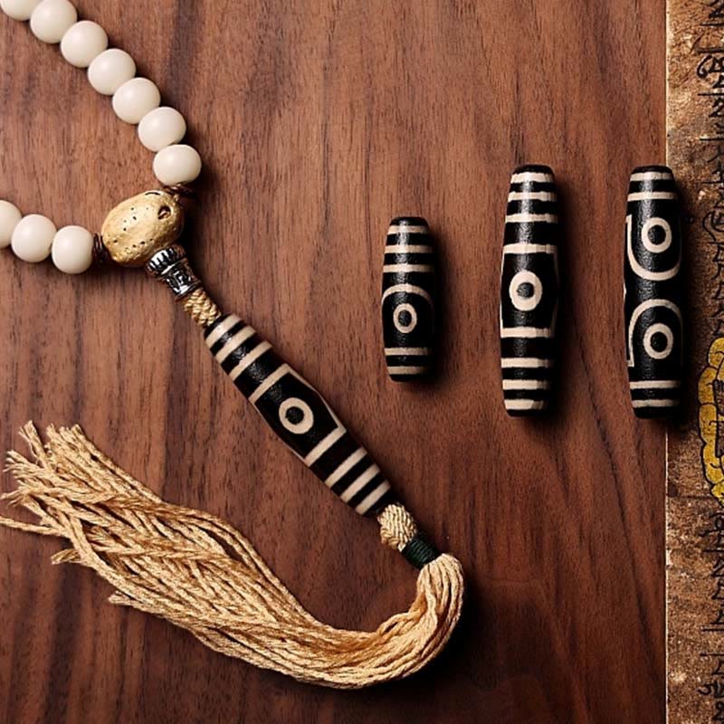 Buddha Stones Tibet 108 perle Mala Bodhi Seme Bagua Vajra Dzi Perline Bracciale Ricchezza Agata Grigia - Image 2