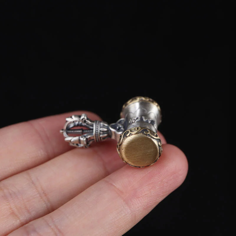 Buddha Stones Tibet 925 Sterling Silver Om Mani Padme Hum Dorje Campana Vajra Inciso Illuminazione Ciondolo Appeso Decorazione - Image 14