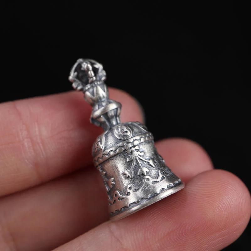 Buddha Stones Tibet 925 Sterling Silver Om Mani Padme Hum Dorje Campana Vajra Inciso Illuminazione Ciondolo Appeso Decorazione - Image 17