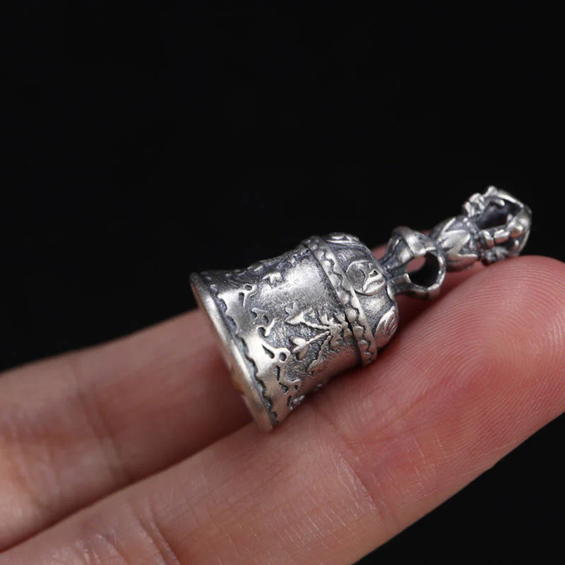 Buddha Stones Tibet 925 Sterling Silver Om Mani Padme Hum Dorje Campana Vajra Inciso Illuminazione Ciondolo Appeso Decorazione - Image 18
