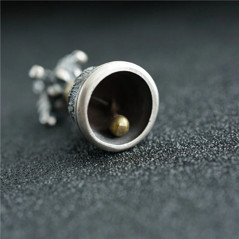 Buddha Stones Tibet 925 Sterling Silver Om Mani Padme Hum Dorje Campana Vajra Inciso Illuminazione Ciondolo Appeso Decorazione - Image 5