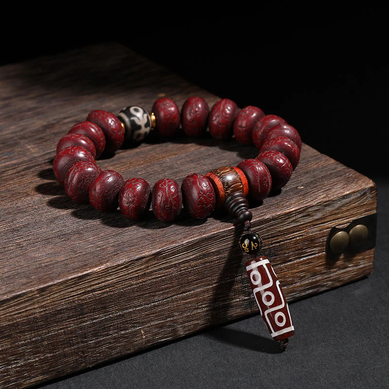 Buddha Stones Tibet Bodhi Seed Dzi Bead Braccialetto della fortuna del leone danzante Mala del polso - Image 4