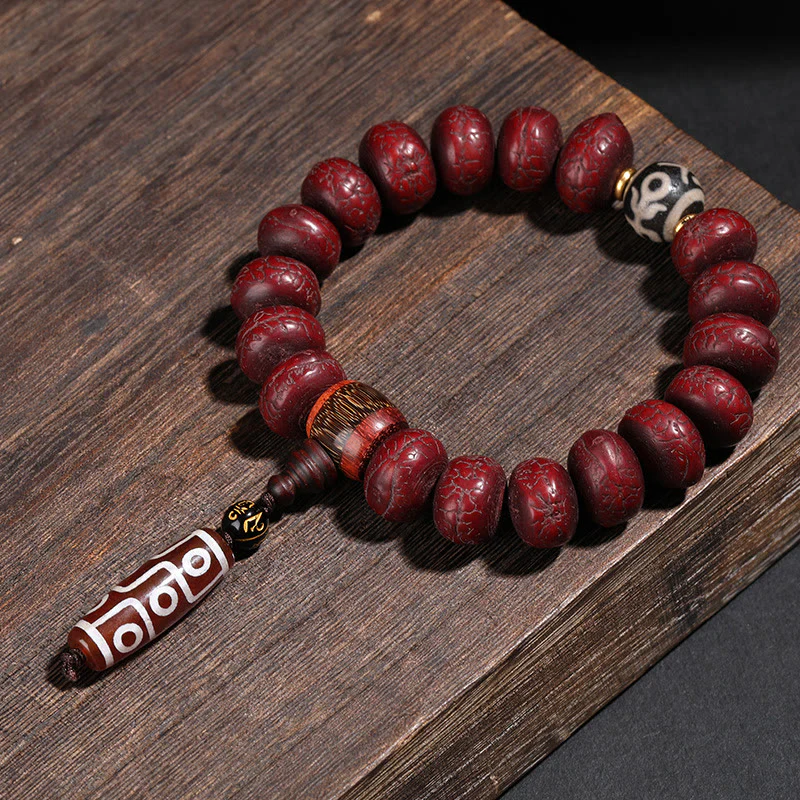 Buddha Stones Tibet Bodhi Seed Dzi Bead Braccialetto della fortuna del leone danzante Mala del polso - Image 5