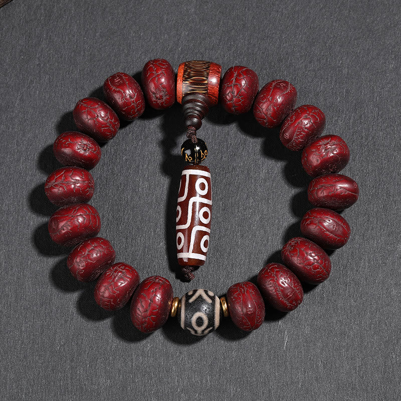 Buddha Stones Tibet Bodhi Seed Dzi Bead Braccialetto della fortuna del leone danzante Mala del polso - Image 6