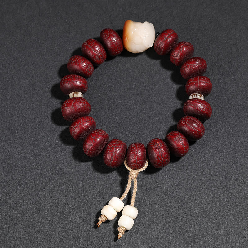 Buddha Stones Tibet Bodhi Seed Dzi Bead Braccialetto della fortuna del leone danzante Mala del polso - Image 7