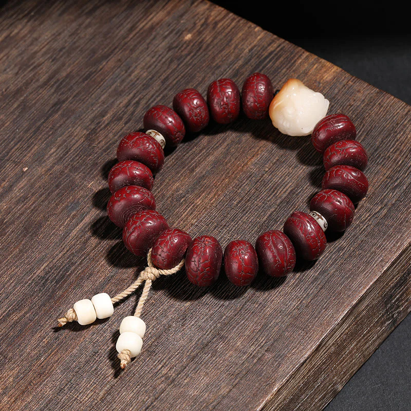 Buddha Stones Tibet Bodhi Seed Dzi Bead Braccialetto della fortuna del leone danzante Mala del polso - Image 8