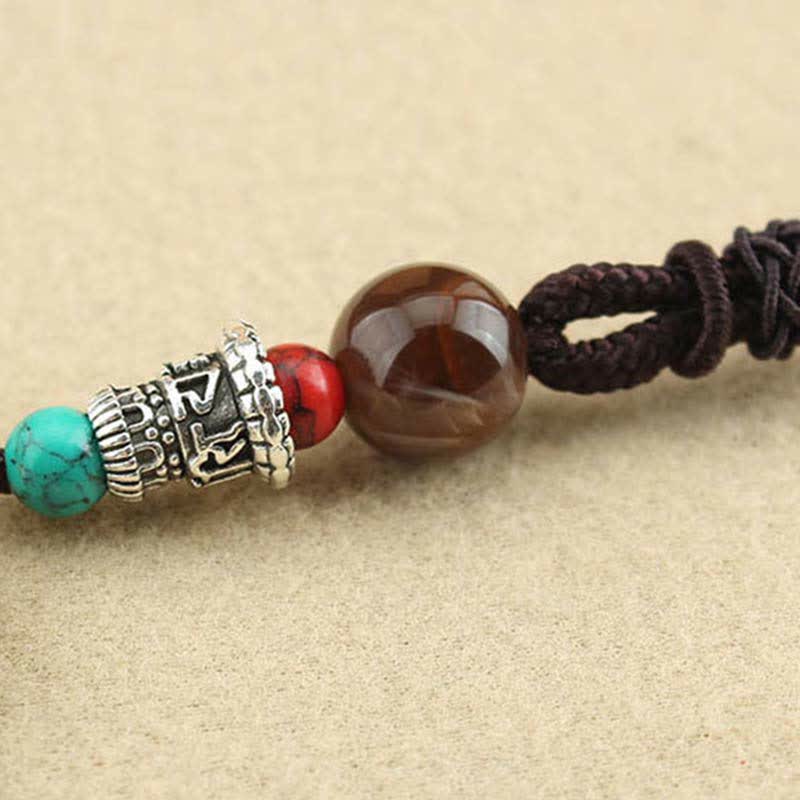 Buddha Stones Tibet Dio della Ricchezza Thangka Ebano Collana Pendente della Pace - Image 18