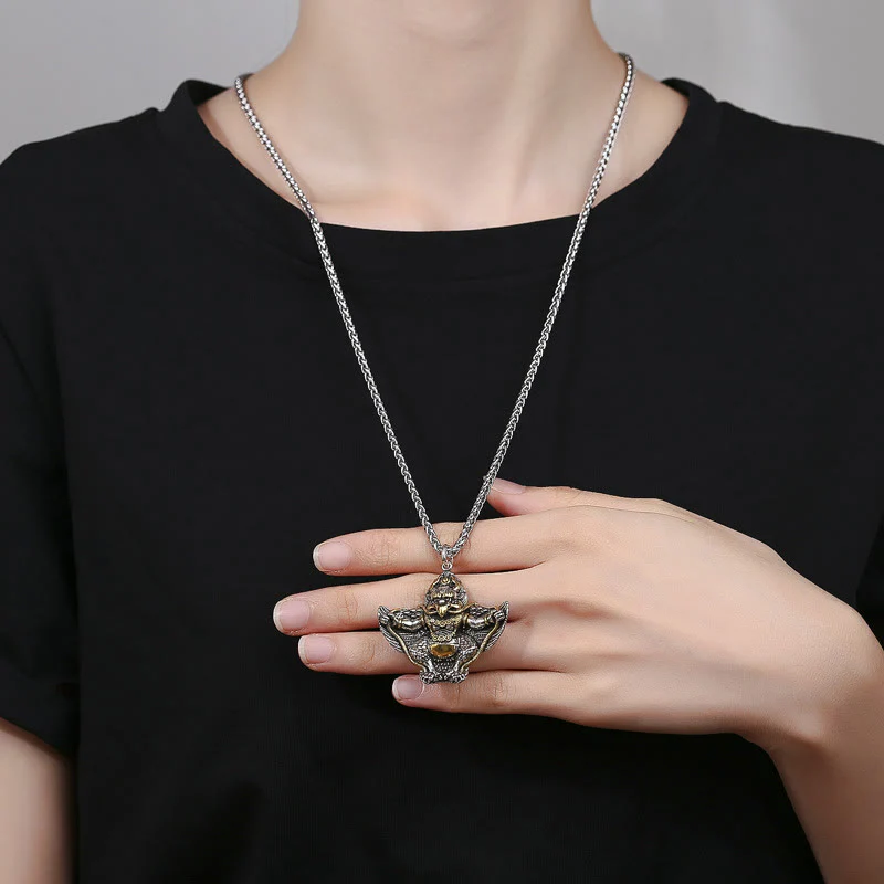 Buddha Stones Tibet Garuda Uccello Rame Protezione Collana Pendente - Image 5