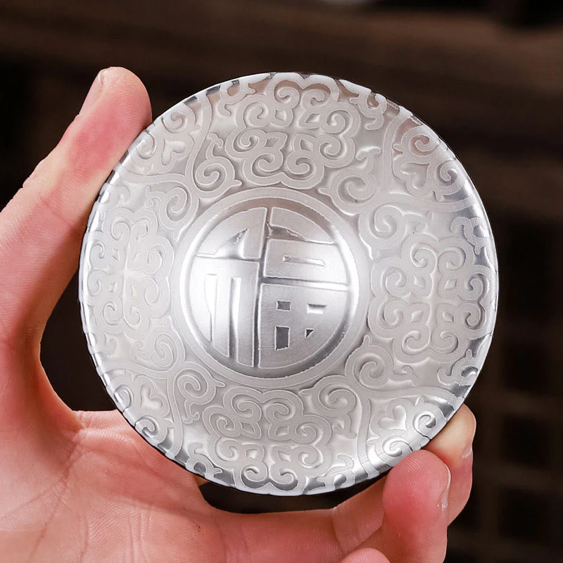 Buddha Stones Tibet Modello Fu Carattere Tazza da tè in ceramica argento dorato Tazze da tè Kung Fu 55 ml - Image 4