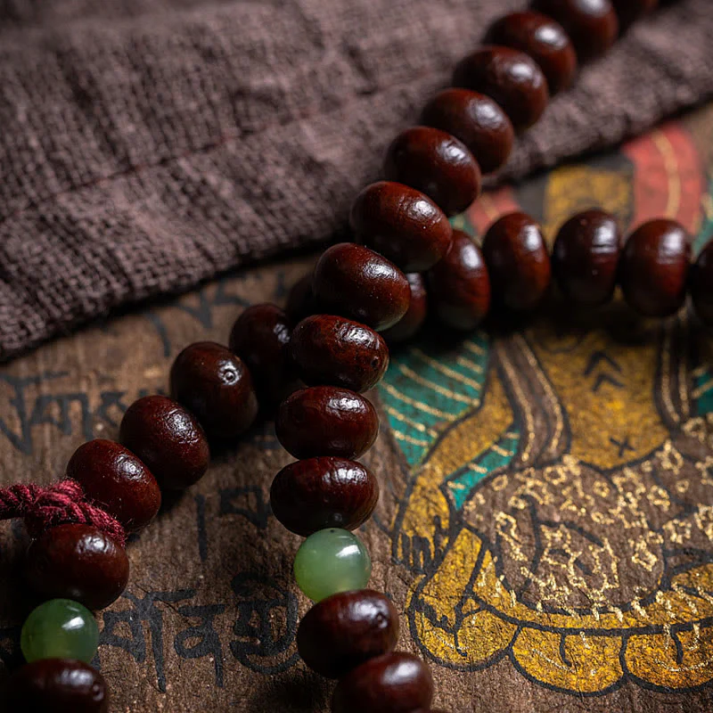 Buddha Stones Tibet naturale 108 Mala perline viola Bodhi Seed Hetian ciano giada rame Dorje braccialetto della pace - Image 4