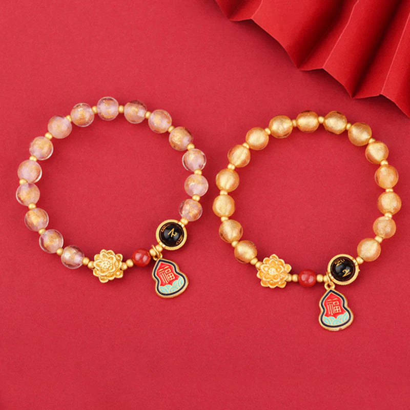 Buddha Stones Tibet Om Mani Padme Hum Fu Carattere Zucca Charm Loto Liuli Perline di Vetro Braccialetto della Fortuna - Image 12