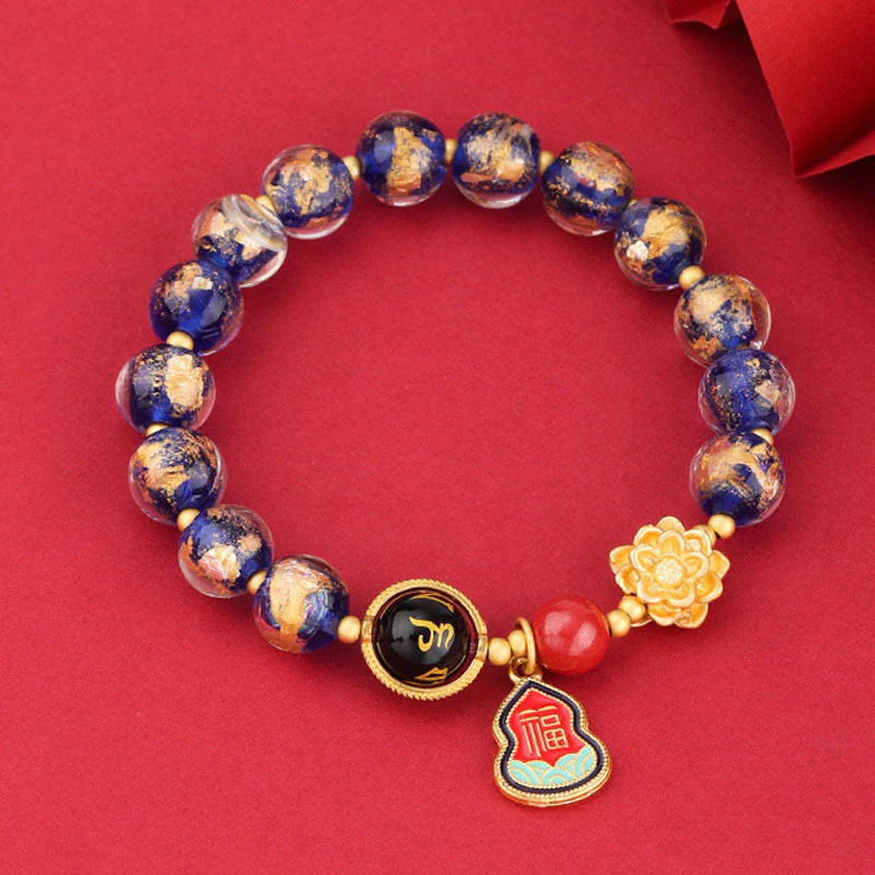 Buddha Stones Tibet Om Mani Padme Hum Fu Carattere Zucca Charm Loto Liuli Perline di Vetro Braccialetto della Fortuna - Image 8