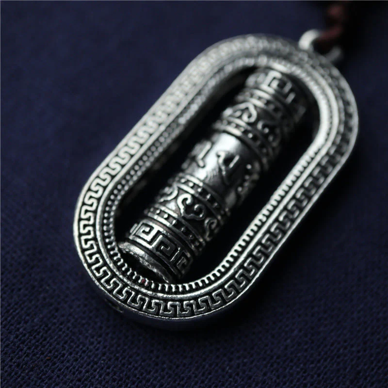Buddha Stones Tibet Om Mani Padme Hum Ruota di preghiera Pace Girevole Decorazione da appendere all'auto - Image 4