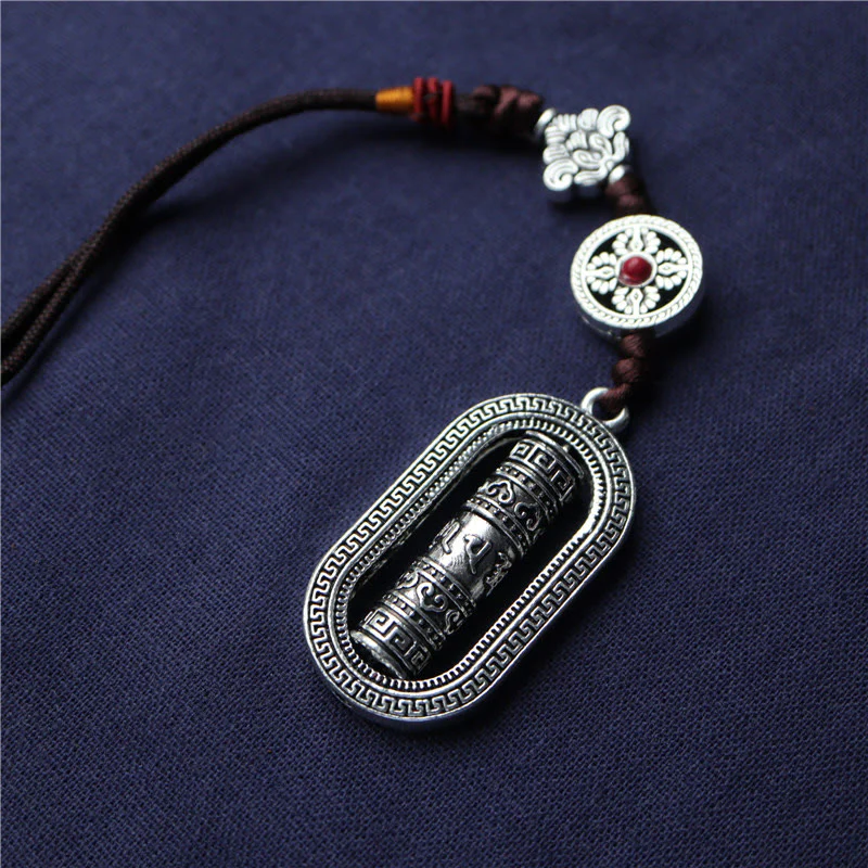 Buddha Stones Tibet Om Mani Padme Hum Ruota di preghiera Pace Girevole Decorazione da appendere all'auto - Image 9