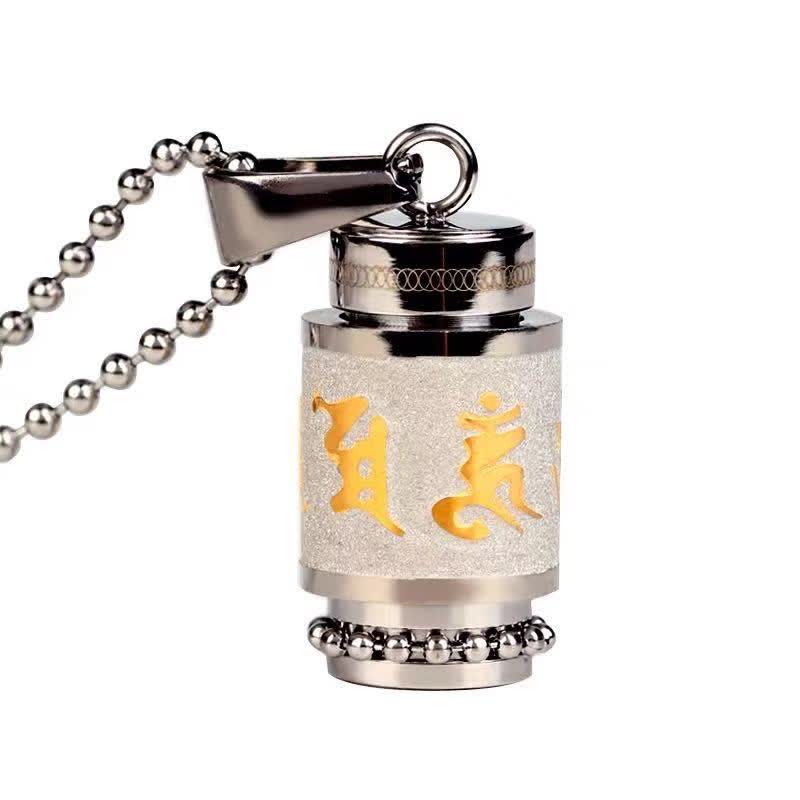 Buddha Stones Tibet Om Mani Padme Hum Shurangama Mantra Titanio Acciaio Saggezza Amuleto Collana Pendente - Image 17